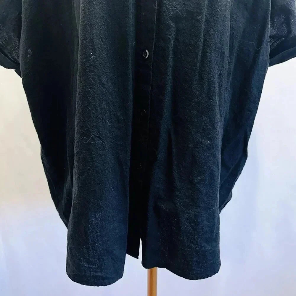 ZEAGOO Women Short Sleeve Button Down Collared Black 100% Cotton Shirt Size XXL - Picture 6 of 13